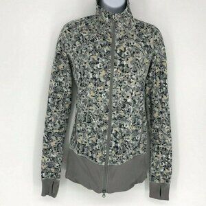 Lululemon Nice Asana Jacket Not So Petite Fleur Silver Spoon Print Size 4 Yoga